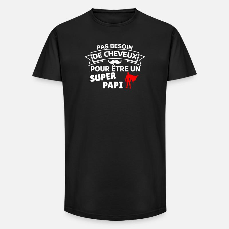 Humour capillaire super héros paternité - T-shirt coupe longue homme - noir