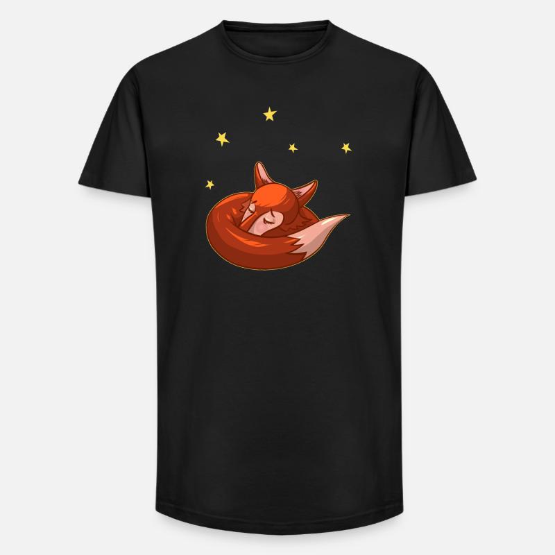 Schlafender Fuchs unter den Sternen - Long Fit Männer T-Shirt - Schwarz