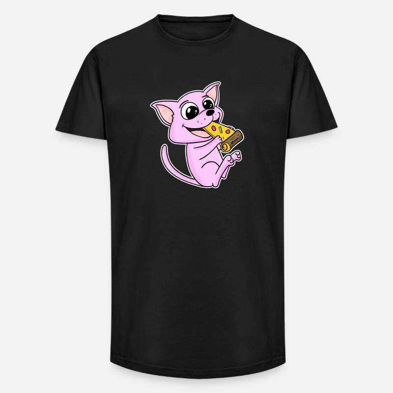 Pizza au chat Sphynx - T-shirt coupe longue homme - noir