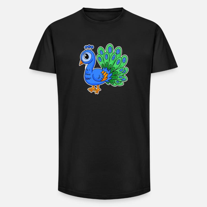 Peacock - Long Fit Men's T-Shirt - black