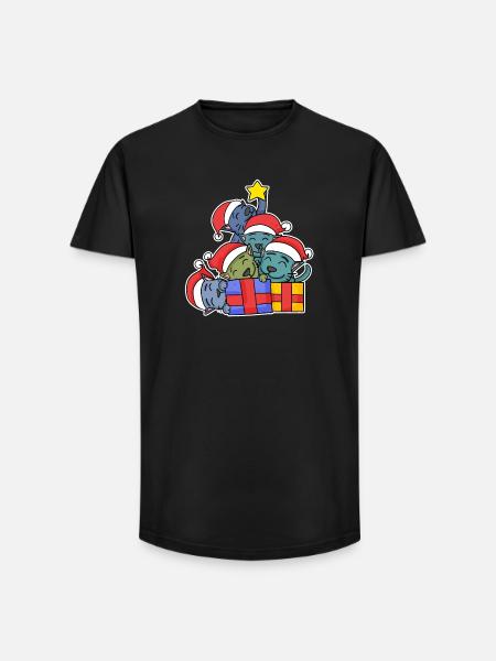Cat Tree Christmas Christmas Tree - Long Fit Men's T-Shirt - black