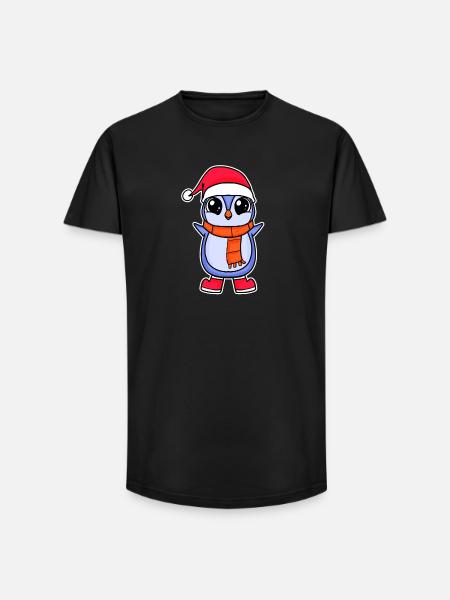 Penguin Christmas - Long Fit Men's T-Shirt - black