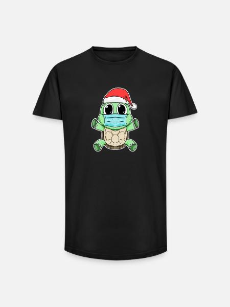 Turtle Christmas Funny - Long Fit Men's T-Shirt - black