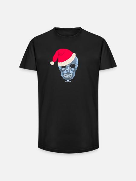 X-ray skull Santa hat, drawing - Long Fit Men's T-Shirt - black