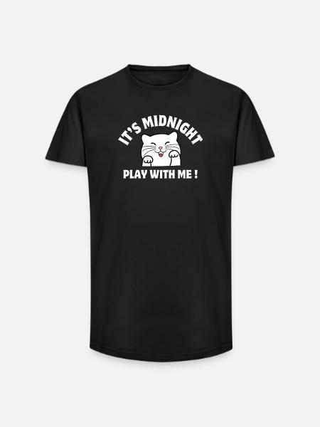 Midnight, Cat, Cat Humor - Long Fit Men's T-Shirt - black