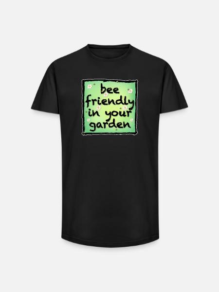 Bee friendly in your garden - Long Fit Men's T-Shirt - black