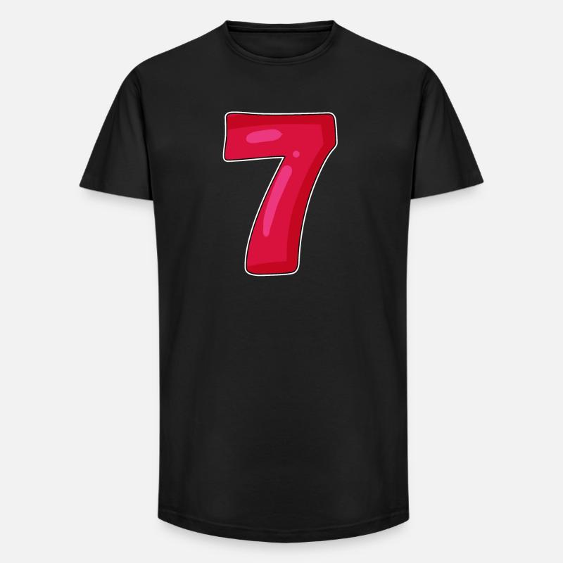 7 rot - Long Fit Männer T-Shirt - Schwarz