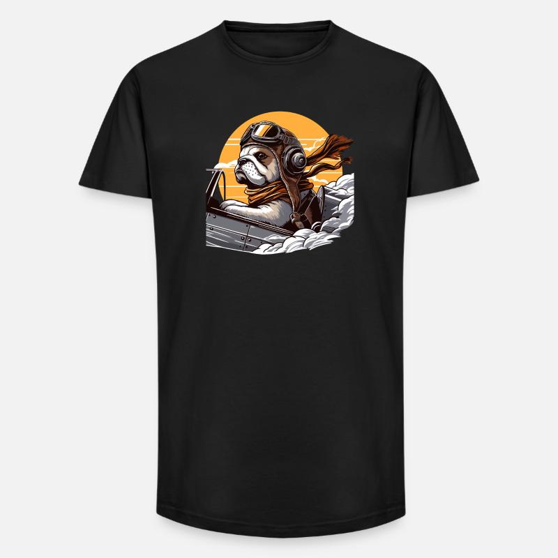 Bulldog Pilot - Long Fit Männer T-Shirt - Schwarz