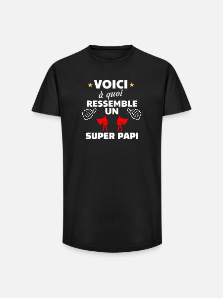 Message humoristique pour super papi - T-shirt coupe longue homme - noir