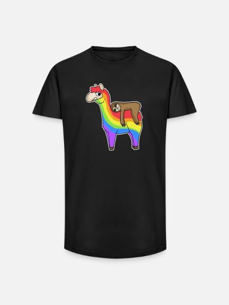 Alpaca Sloth Rainbow Christmas - Long Fit Men's T-Shirt - black