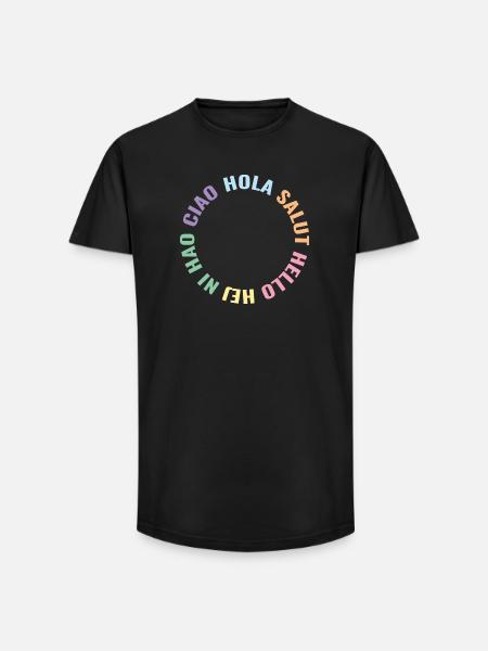 Pastel Global Greetings Circle - Long Fit Men's T-Shirt - black