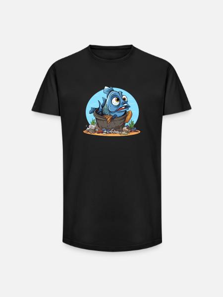 Desperate Fish Pollution Shirt - Long Fit Men's T-Shirt - black