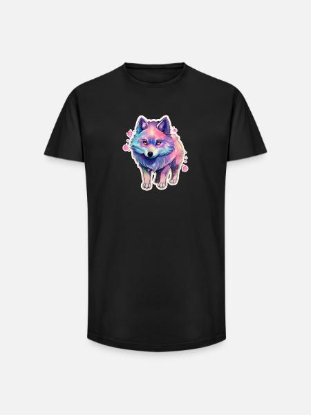 Süßer kleiner Hund mit Regenbogenfell - Long Fit Männer T-Shirt - Schwarz