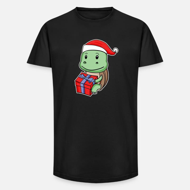 Turtle with Christmas hat - Long Fit Men's T-Shirt - black