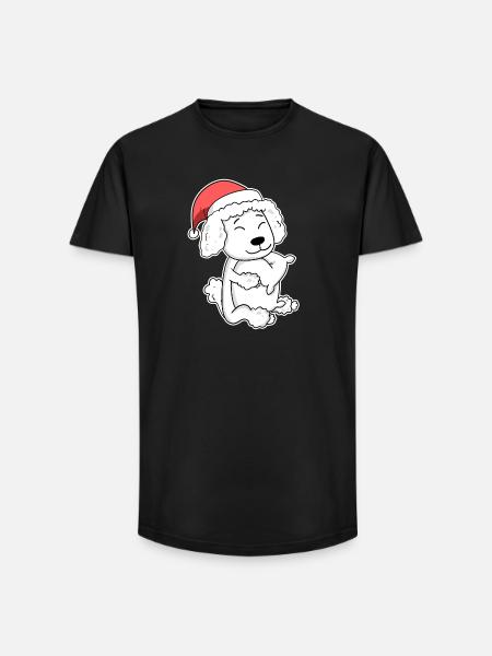 Caniche Chien Animal Noël - T-shirt coupe longue homme - noir