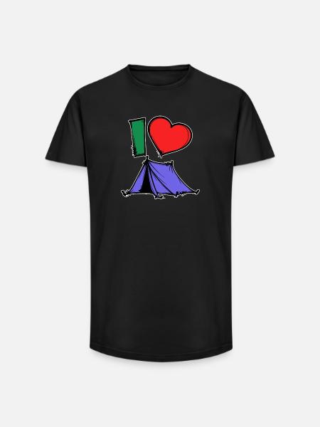 Camping Statement Wanderer Herz Wanderlust Zelten - Long Fit Männer T-Shirt - Schwarz