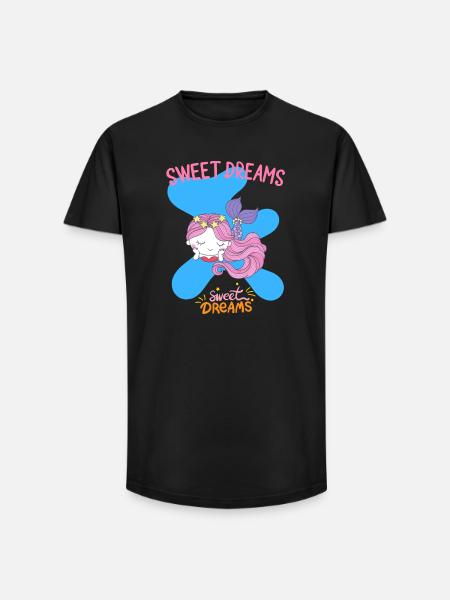 Whimsical Mermaid Sleeping Dreamer Design - Long Fit Men's T-Shirt - black
