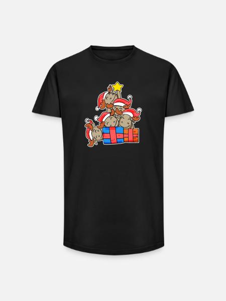 Moose Christmas Tree Christmas - Long Fit Men's T-Shirt - black