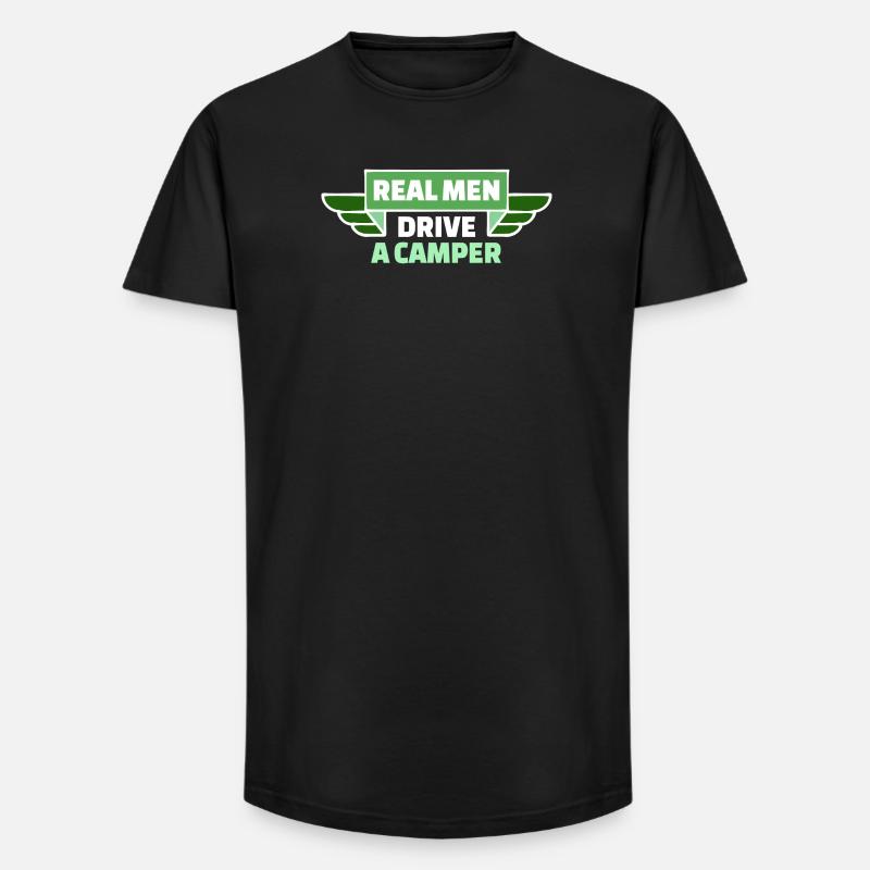 Camper Statement Camping Wanderer Wanderlust - Long Fit Männer T-Shirt - Schwarz