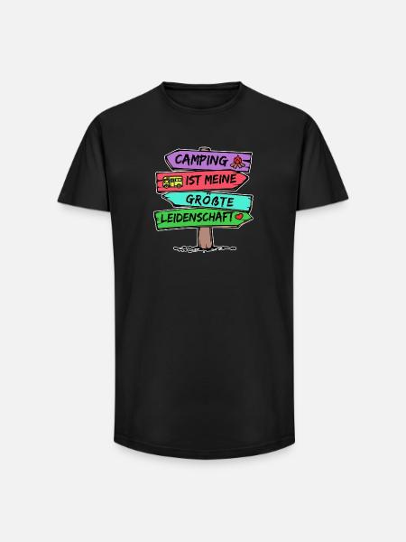 Camping Statement Wanderlust Wanderer Herz Camper - Long Fit Männer T-Shirt - Schwarz