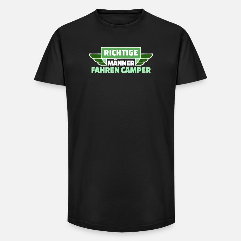 Camping Wanderer Camper Wanderlust Statement - Long Fit Männer T-Shirt - Schwarz