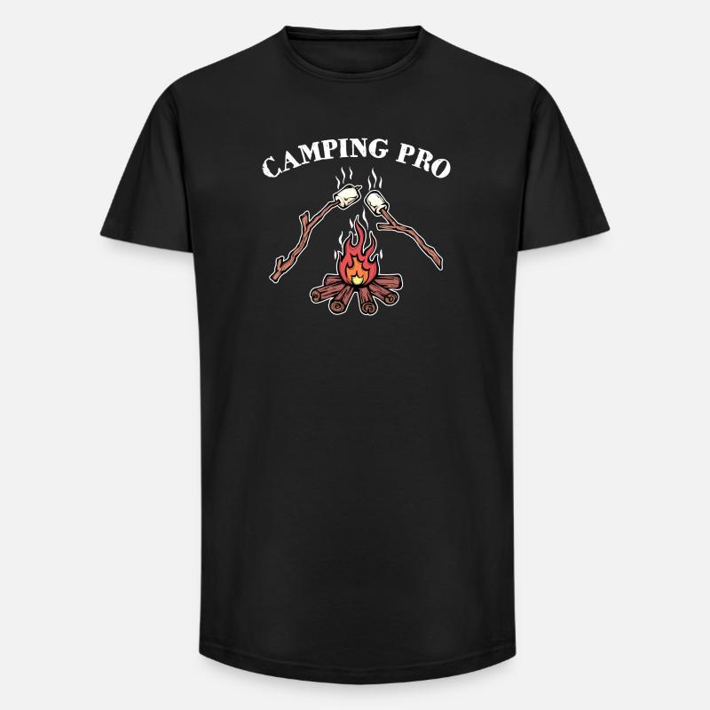 Camping Statement Campingplatz Lagerfeuer Campen - Long Fit Männer T-Shirt - Schwarz