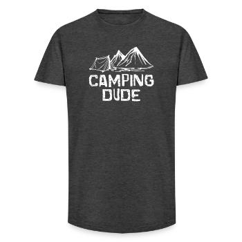 Nature Mountains Statement Tents Campsite Camping - Long Fit Men's T-Shirt - charcoal grey - Front - AI Model Male 185 light (185cm)