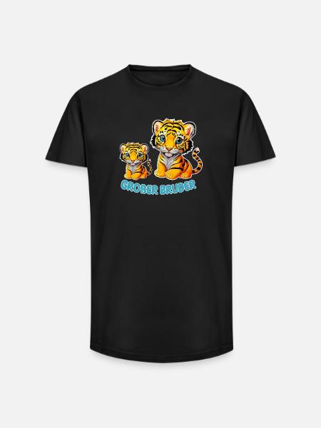 Großer Bruder Tiger - Long Fit Männer T-Shirt - Schwarz