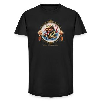 Chinese golden-red dragon. Happy New Year - Long Fit Men's T-Shirt - black - Front - AI Model Male 185 light (185cm)