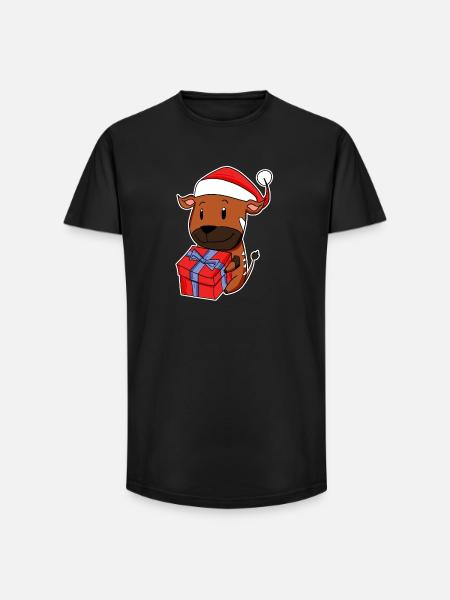 Antelope with Santa hat - Long Fit Men's T-Shirt - black
