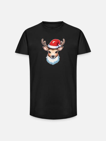 Reindeer Deer Christmas - Long Fit Men's T-Shirt - black
