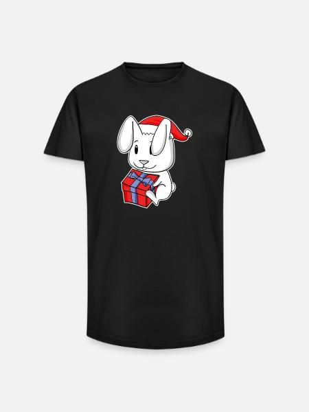 Rabbit with Christmas Santa Hat - Long Fit Men's T-Shirt - black
