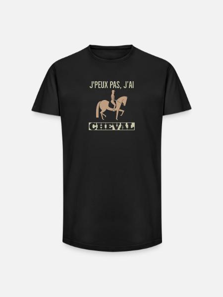 Cheval dressage poney - T-shirt coupe longue homme - noir