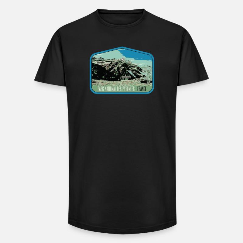Pyrenees Landscape Escutcheon: Authentic Nature - Long Fit Men's T-Shirt - black