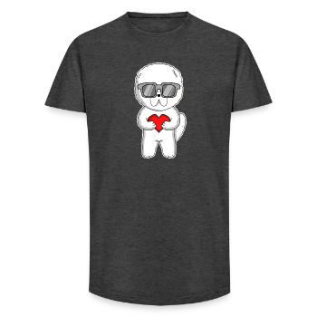 Chien avec coeur et lunettes - Bichon frisé - T-shirt coupe longue homme - charbon - Devant - AI Model Male 185 light (185cm)