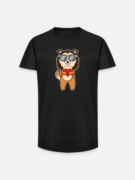 Dog with heart and glasses - Long Fit Men's T-Shirt - black