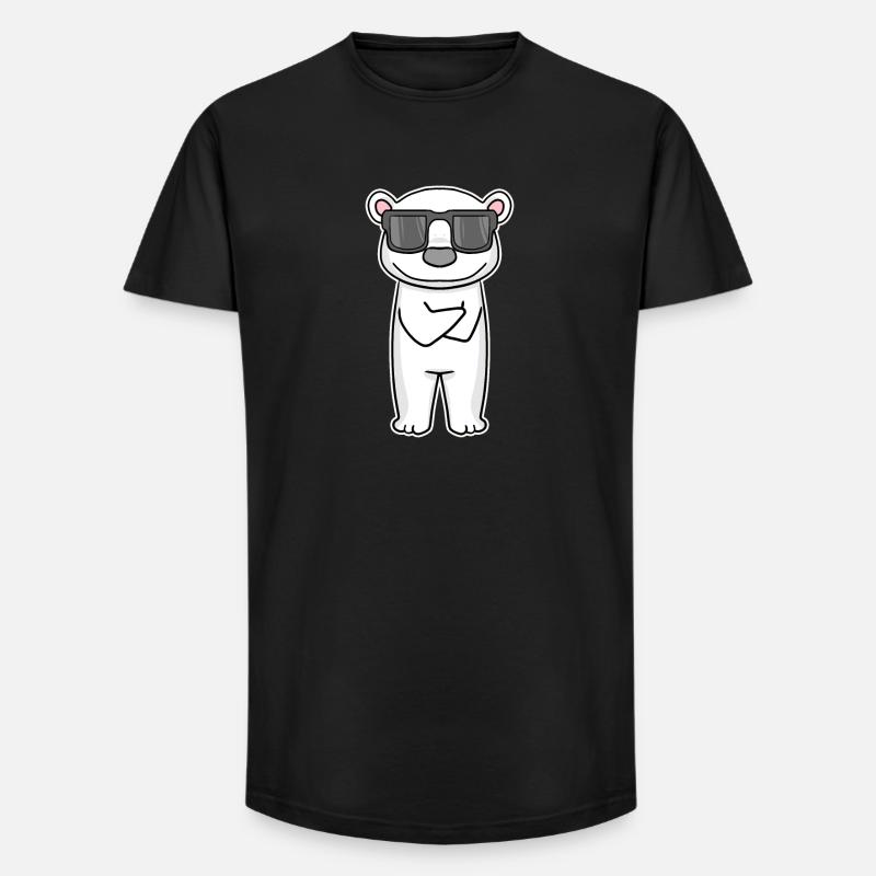 Eisbär mit Brille - Long Fit Männer T-Shirt - Schwarz