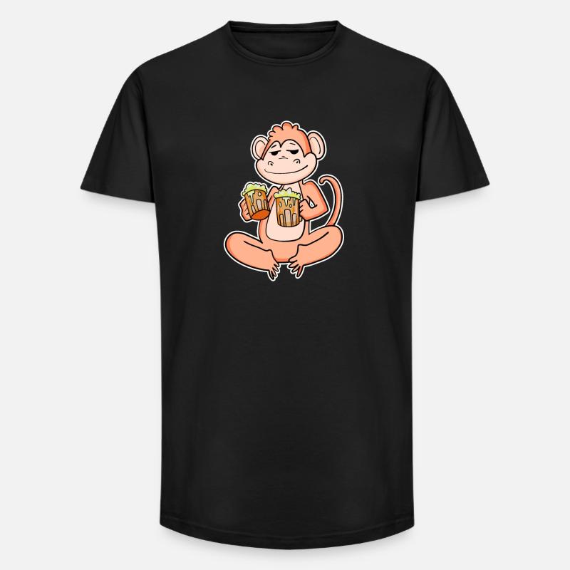 Affe mit Bier - Long Fit Männer T-Shirt - Schwarz