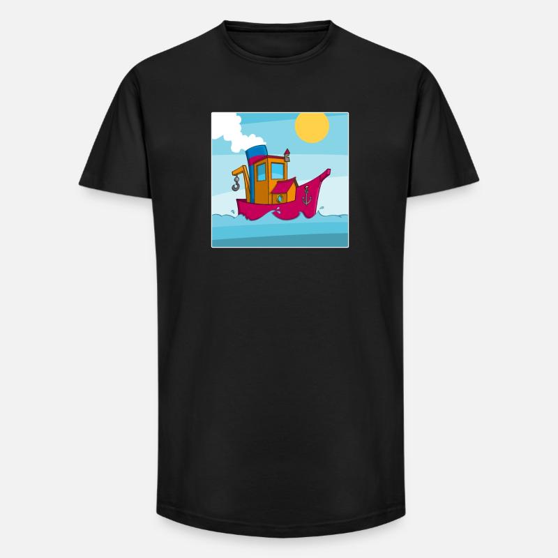 Buntes Bild eines lustigen Schleppers - Long Fit Männer T-Shirt - Schwarz