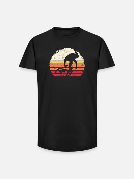 Retro Sunset Cyclist Silhouette - Long Fit Men's T-Shirt - black