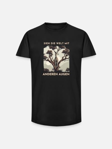 Giraffenblick im Baumdschungel - Long Fit Männer T-Shirt - Schwarz