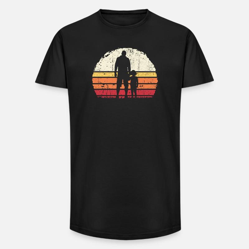 Sunset Bond: Vater und Kind - Long Fit Männer T-Shirt - Schwarz