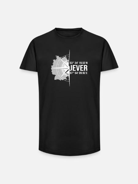 Koordinaten Jever - Long Fit Männer T-Shirt - Schwarz