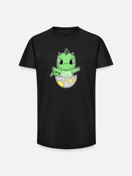 Dinosaur Egg Dino Baby Motif - Long Fit Men's T-Shirt - black