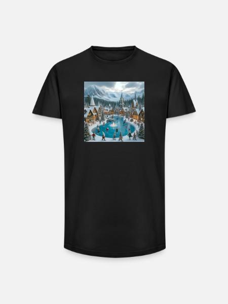 Scandinavian Christmas Village - Long Fit Men's T-Shirt - black