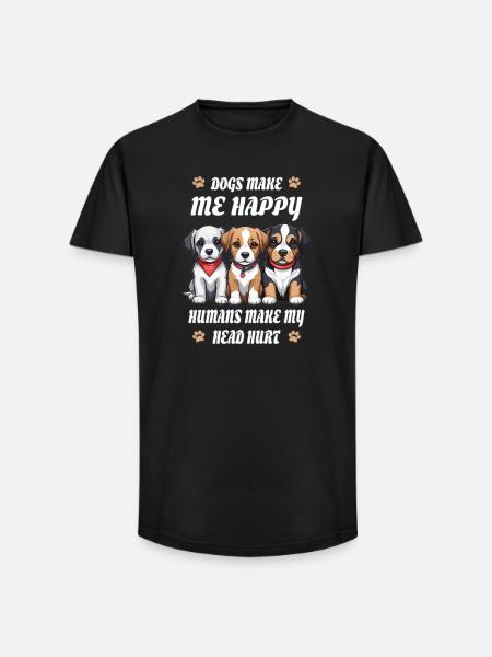 Dogs make me happy... - Long Fit Men's T-Shirt - black