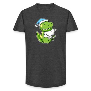 Dinosaure avec oreiller et bonnet somnolent - Dino - T-shirt coupe longue homme - charbon - Devant - AI Model Male 185 light (185cm)