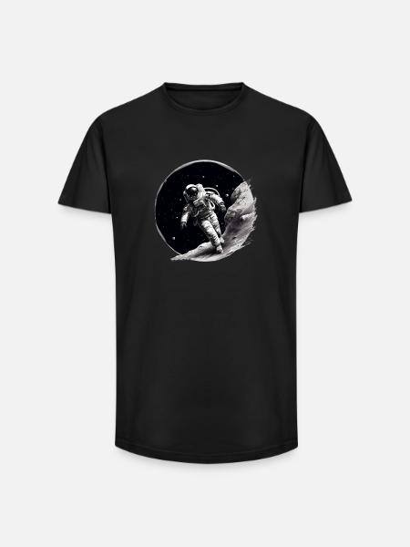 astronaut on the moon - Long Fit Men's T-Shirt - black