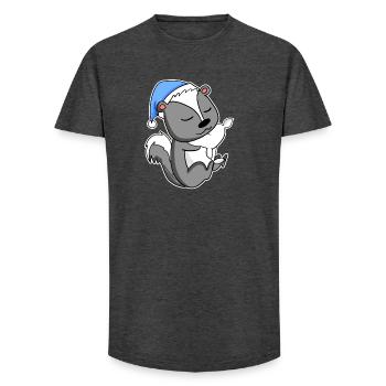 Skunk avec oreiller et bonnet somnolent - T-shirt coupe longue homme - charbon - Devant - AI Model Male 185 light (185cm)