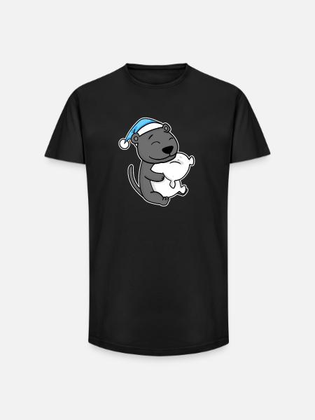 with pillow and sleepy cap - Long Fit Men's T-Shirt - black